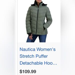 Nautica army green puffer coat